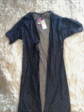 Black Sheer Duster with Silver Dot Accents
